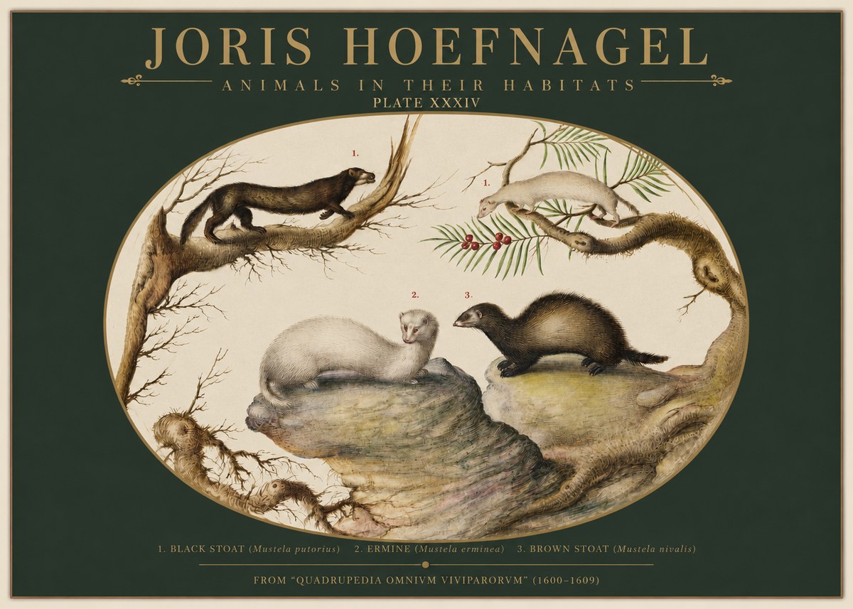 Joris Hoefnagel Animals in Their Habitats Plate Xxxiv No2 - Plakat