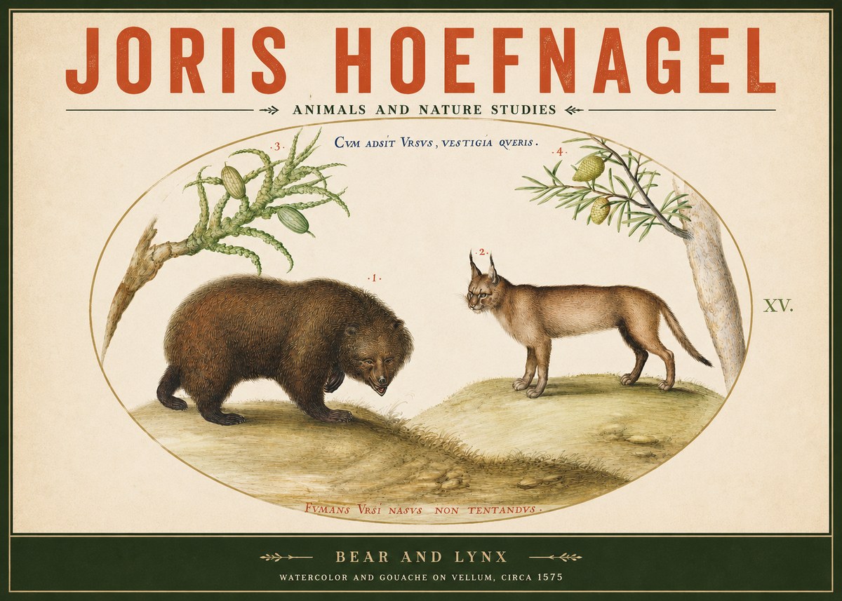 Joris Hoefnagel Bear and Lynx No2 - Plakat