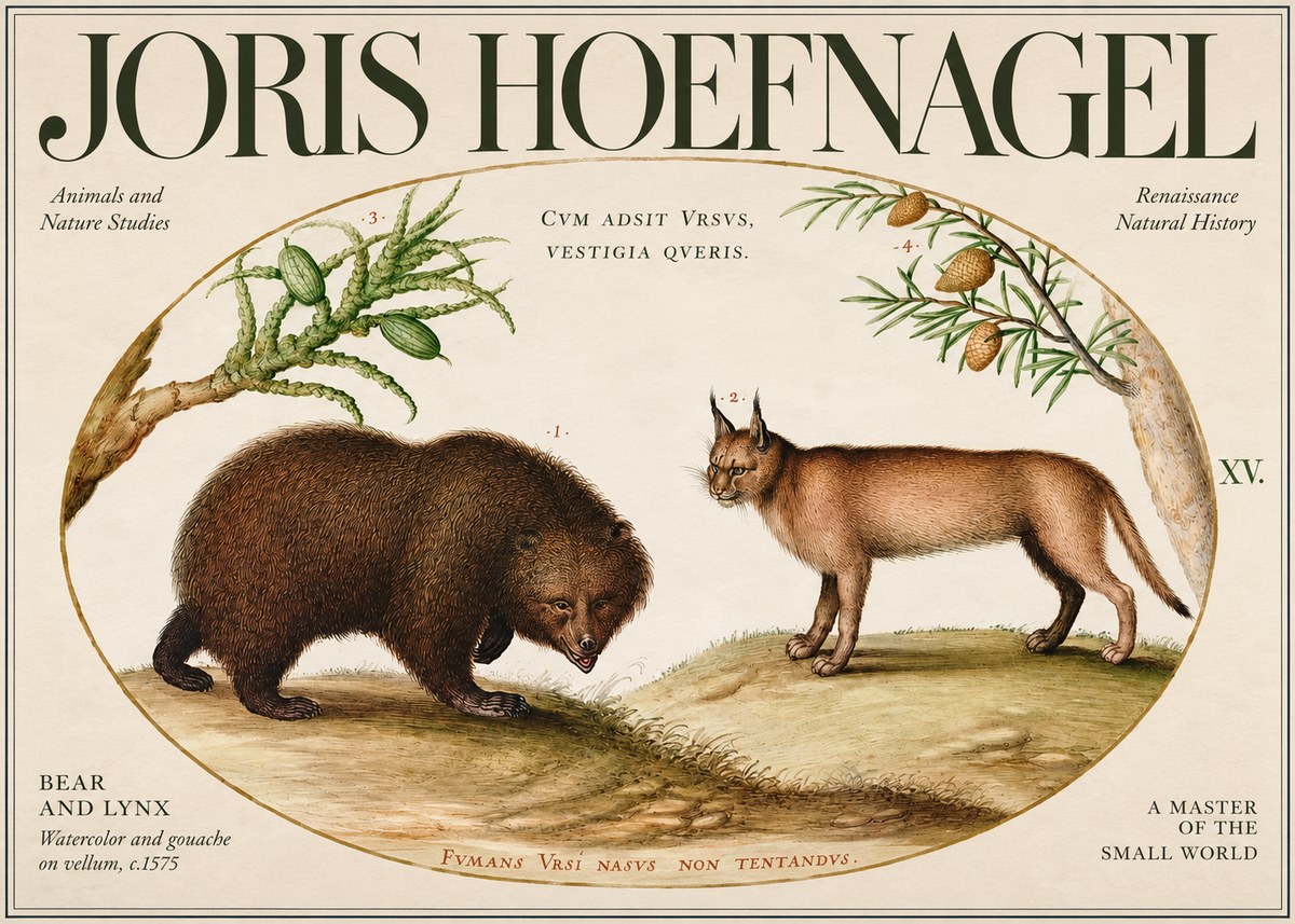 Joris Hoefnagel Bear and Lynx No3 - Plakat