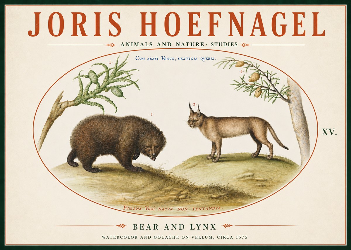 Joris Hoefnagel Bear and Lynx No6 - Plakat