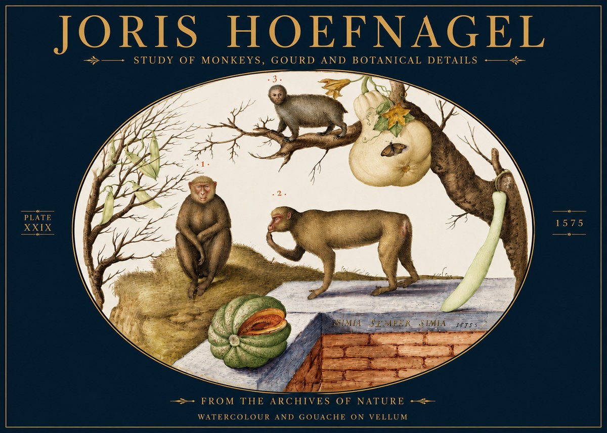 Joris Hoefnagel But Always a Monkey, Always a Monkey. Plate Xxix No5 - Plakat