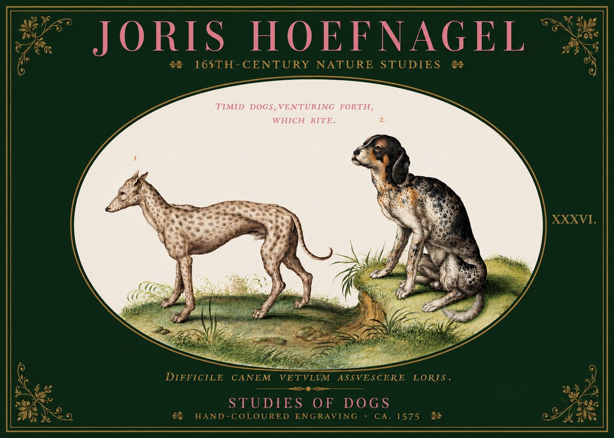Joris Hoefnagel Studies of Dogs No3 - Plakat
