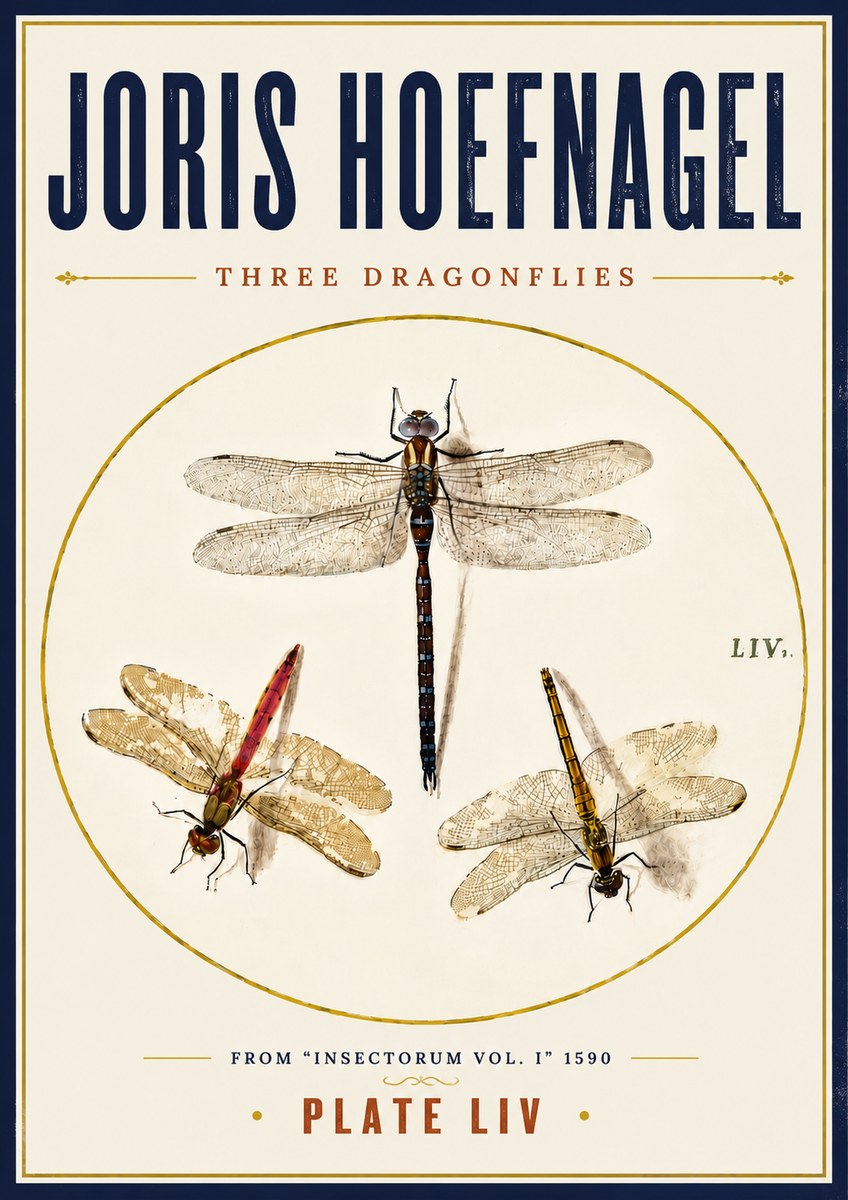 Joris Hoefnagel Three Dragonflies No6 - Plakat