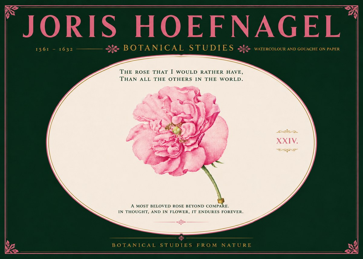 Joris Hoefnagel A Pink Damask Rose No6 - Plakat