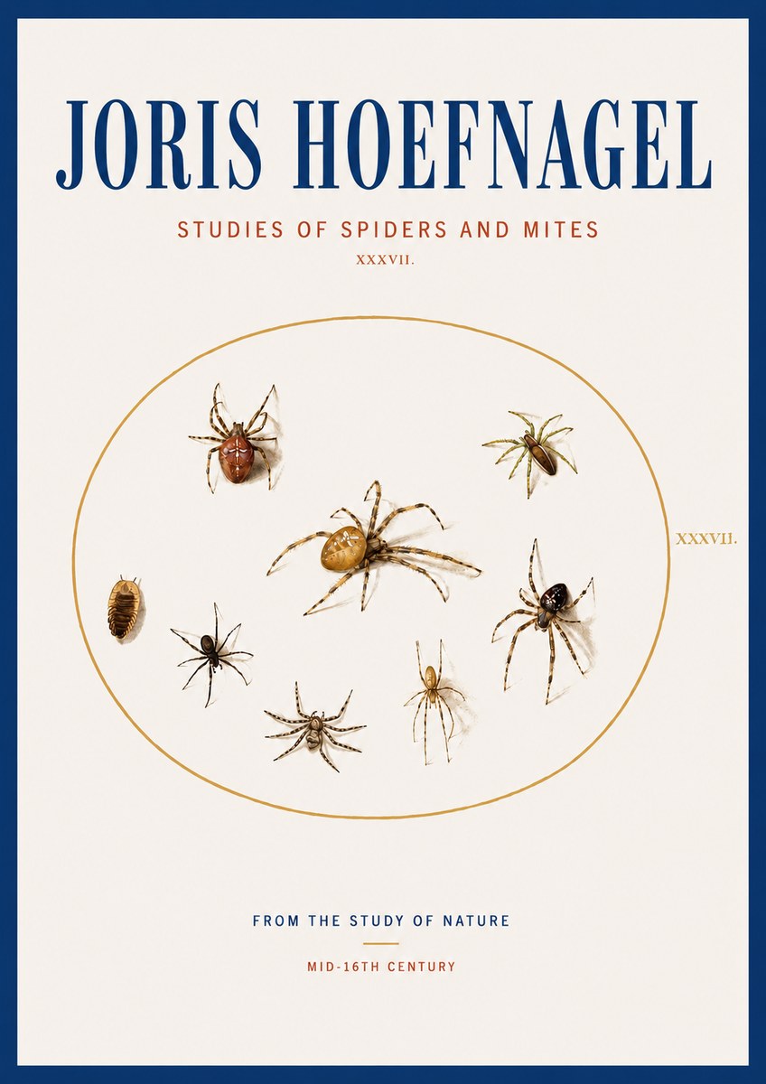 Joris Hoefnagel Study of Spiders and Mites - Plate Xxxvii. No4 - Plakat