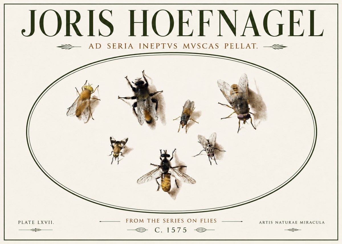 Joris Hoefnagel From the Series on Flies - Plate Lxvii. No6 - Plakat