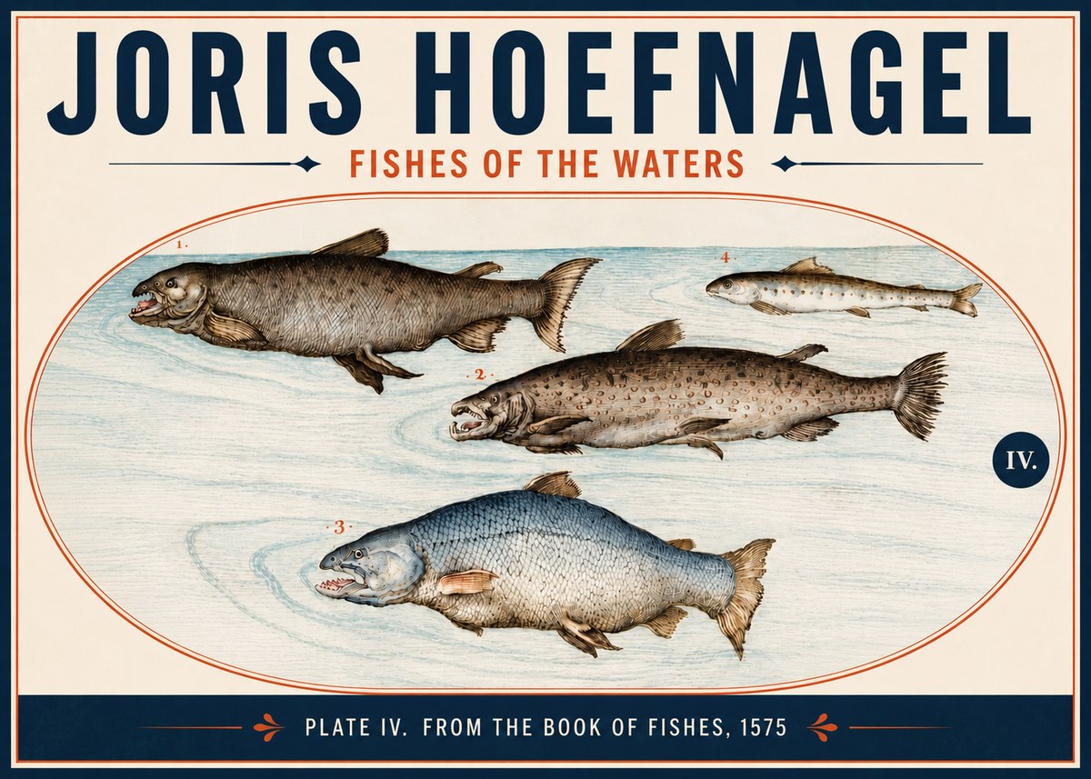 Joris Hoefnagel Fishes of the Waters I No6 - Plakat