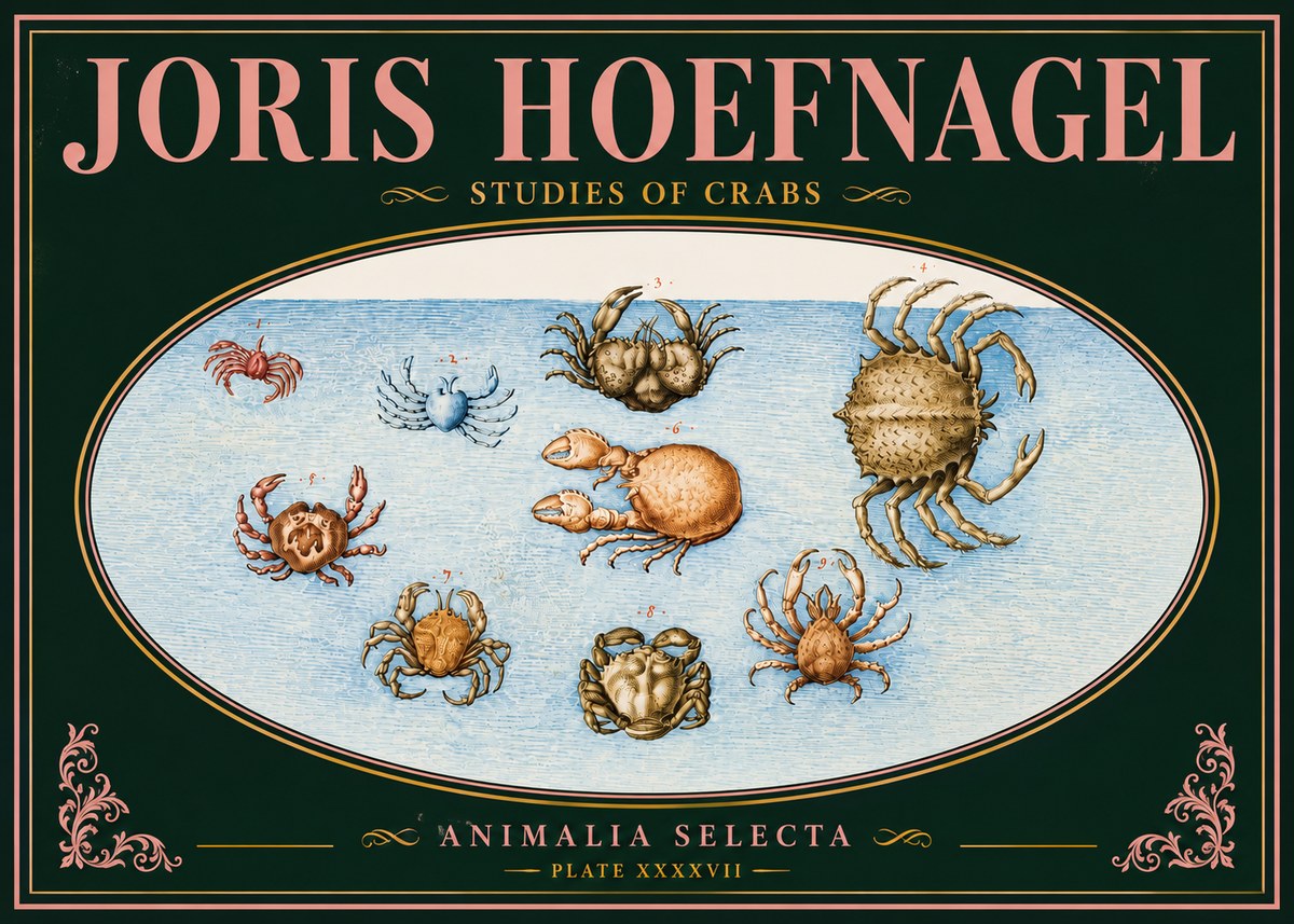 Joris Hoefnagel Studies of Crabs No5 - Plakat