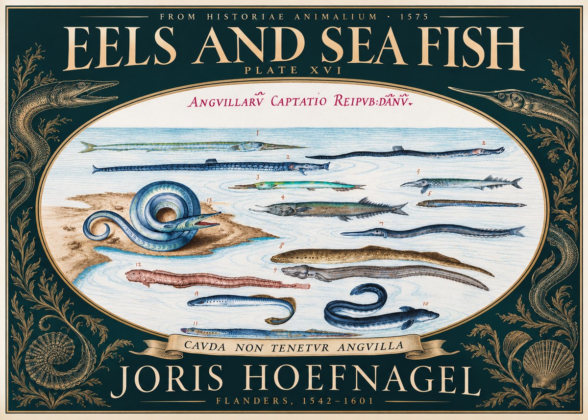 Joris Hoefnagel Eels and Sea Fish No5 - Plakat