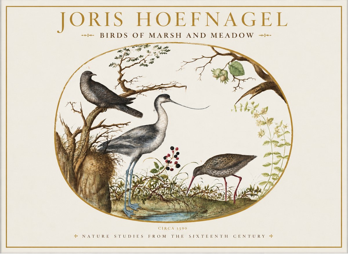 Joris Hoefnagel Birds of Marsh and Meadow No1 - Plakat