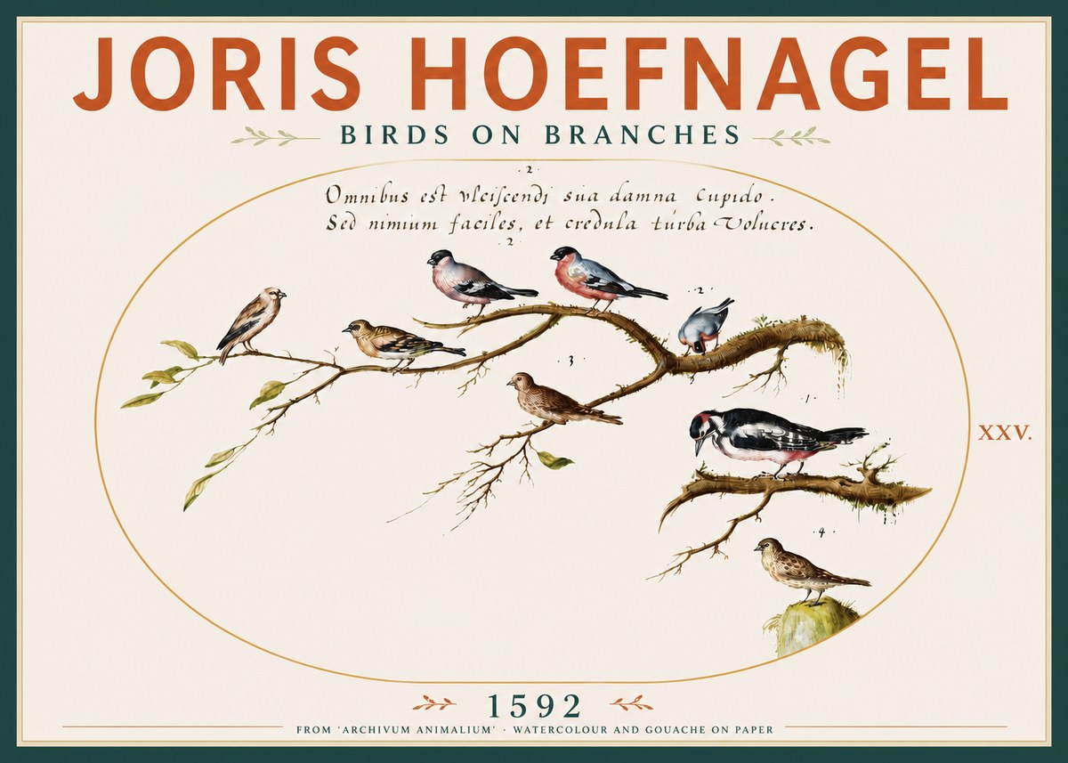 Joris Hoefnagel Birds on Branches No4 - Plakat