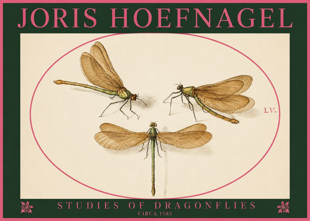 Joris Hoefnagel Studies of Dragonflies No2 - Plakat