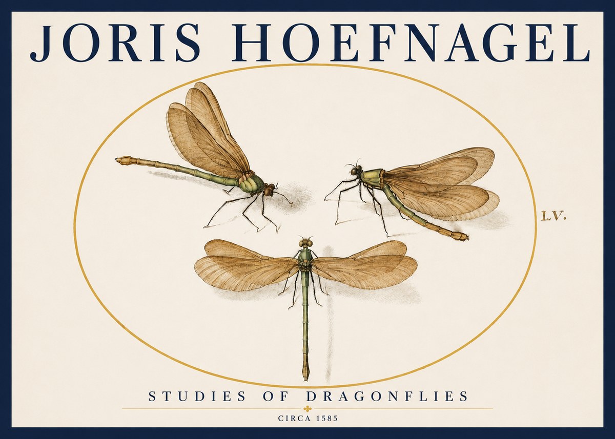 Joris Hoefnagel Studies of Dragonflies No3 - Plakat