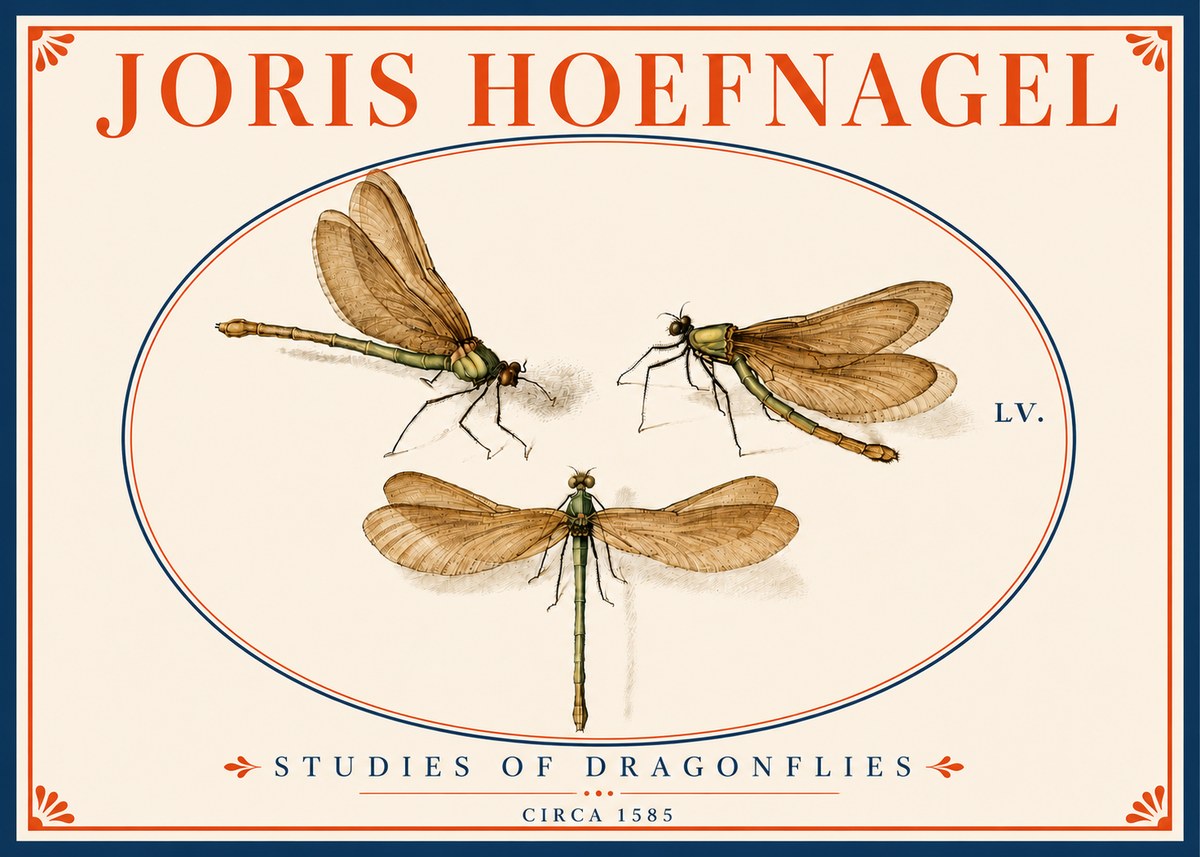 Joris Hoefnagel Studies of Dragonflies No5 - Plakat