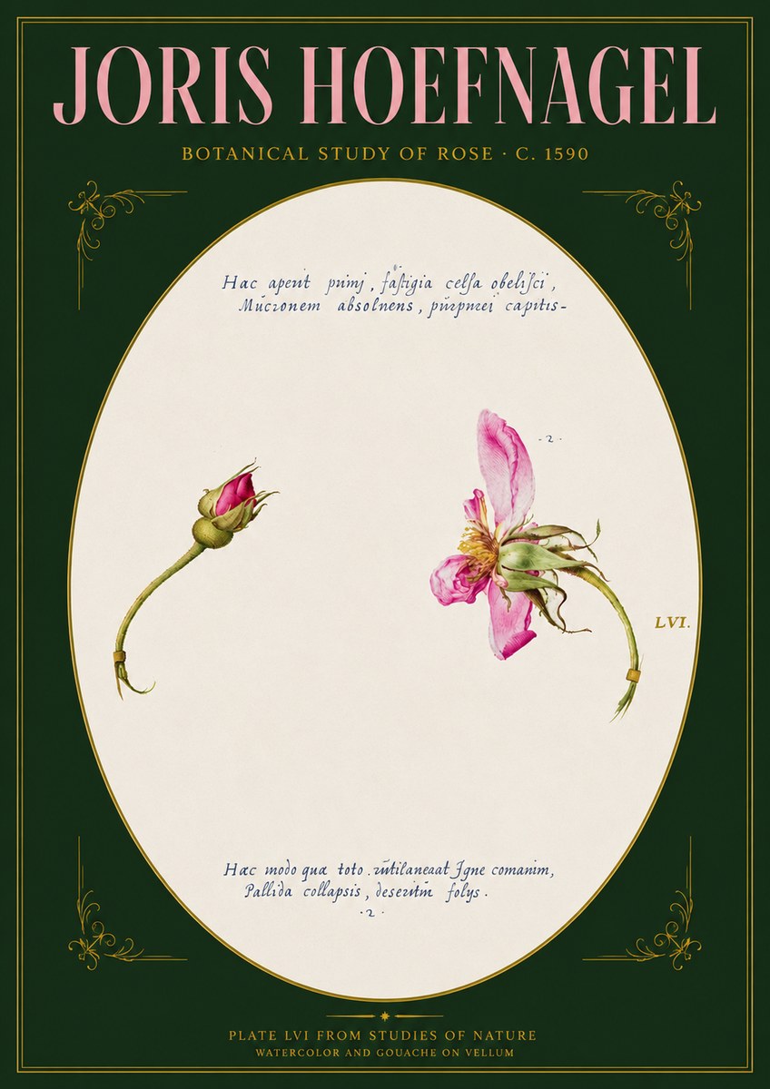 Joris Hoefnagel Botanical Study of Rose No3 - Plakat