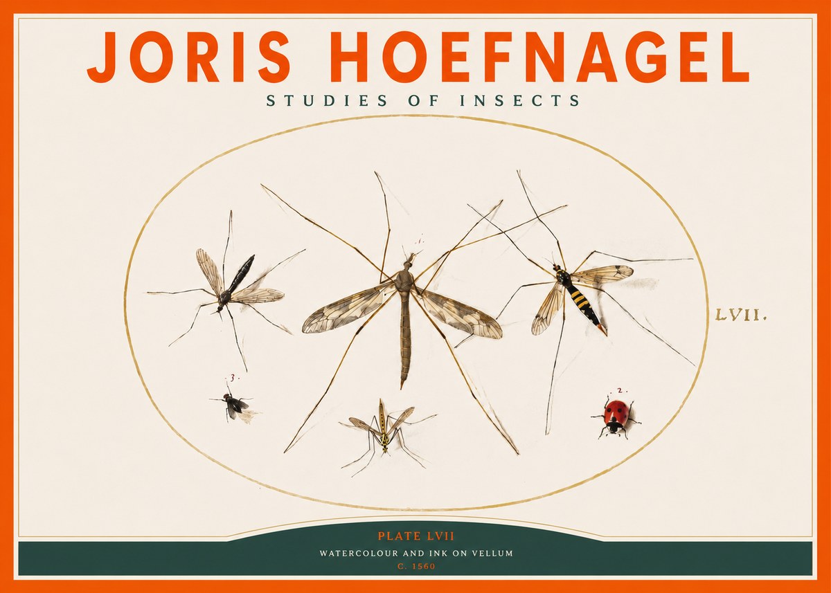 Joris Hoefnagel Studies of Insects II No2 - Plakat