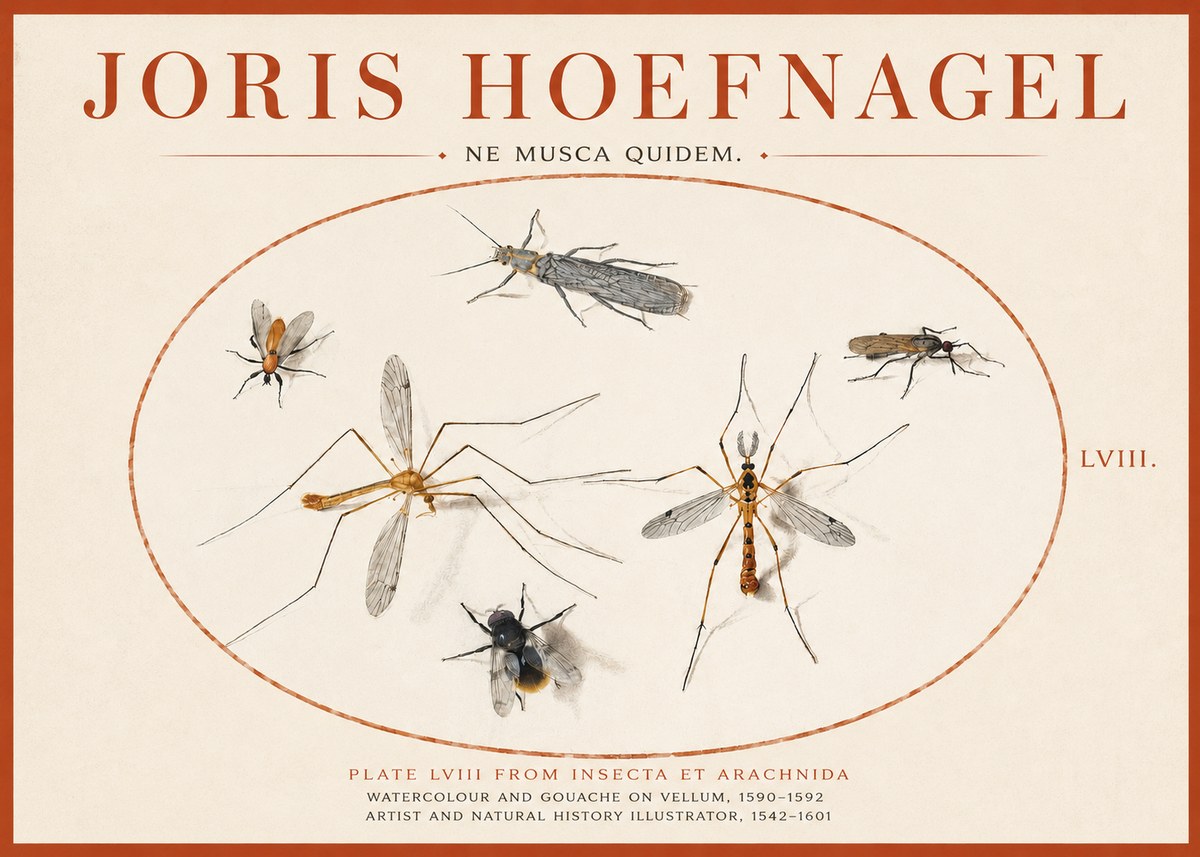 Joris Hoefnagel Plate Lviii from Insecta Et Arachnida No3 - Plakat