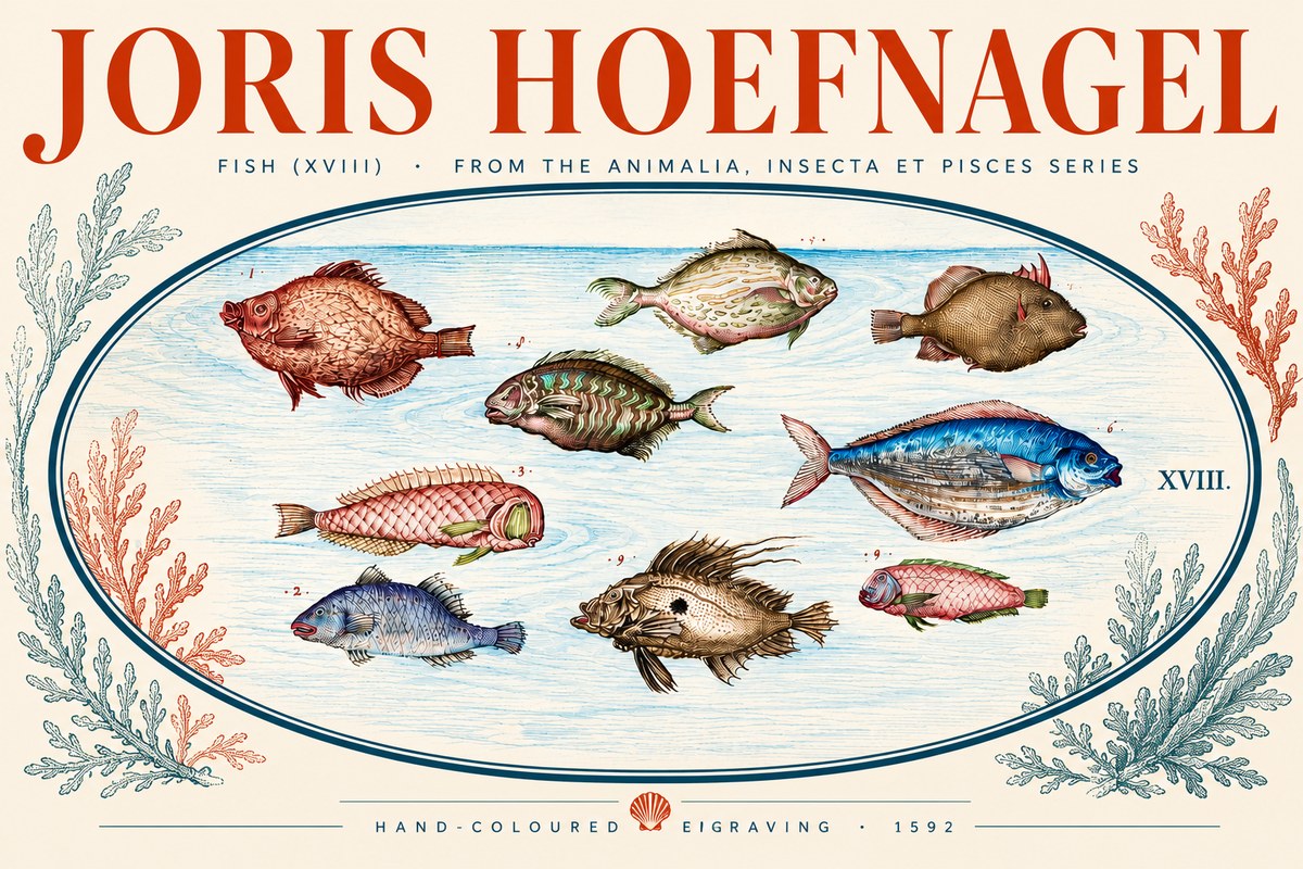 Joris Hoefnagel Studies of Fish I No5 - Plakat