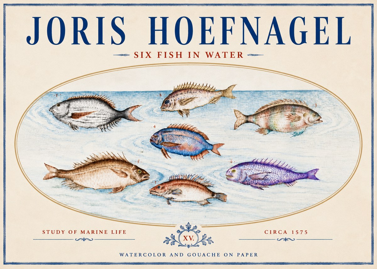 Joris Hoefnagel Six Fish in Water No4 - Plakat