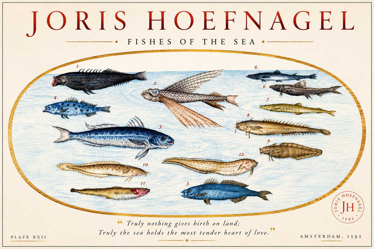 Joris Hoefnagel Fishes of the Sea I No6 - Plakat