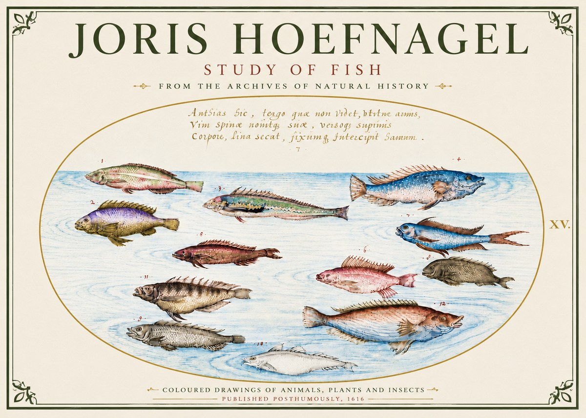 Joris Hoefnagel Study of Fish No6 - Plakat
