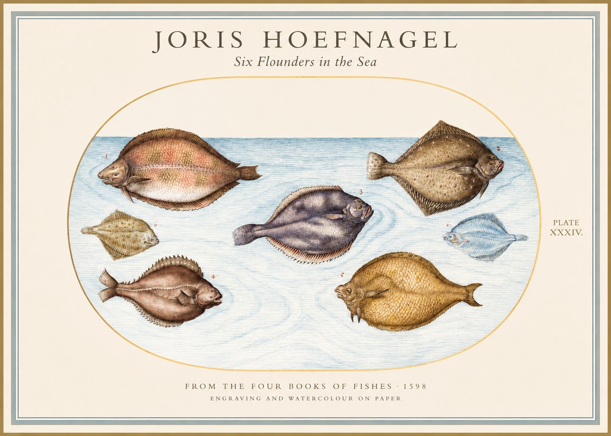 Joris Hoefnagel Six Flounders in the Sea No1 - Plakat