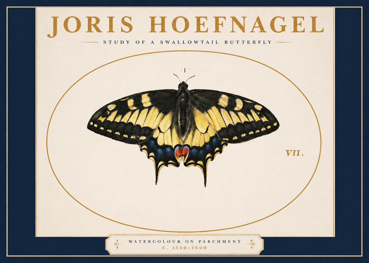 Joris Hoefnagel Study of a Swallowtail Butterfly No2 - Plakat