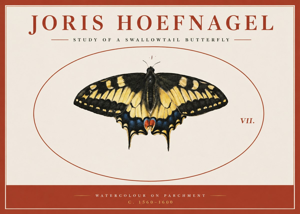 Joris Hoefnagel Study of a Swallowtail Butterfly No3 - Plakat