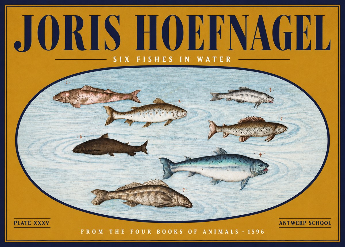 Joris Hoefnagel Six Fishes in Water I No4 - Plakat