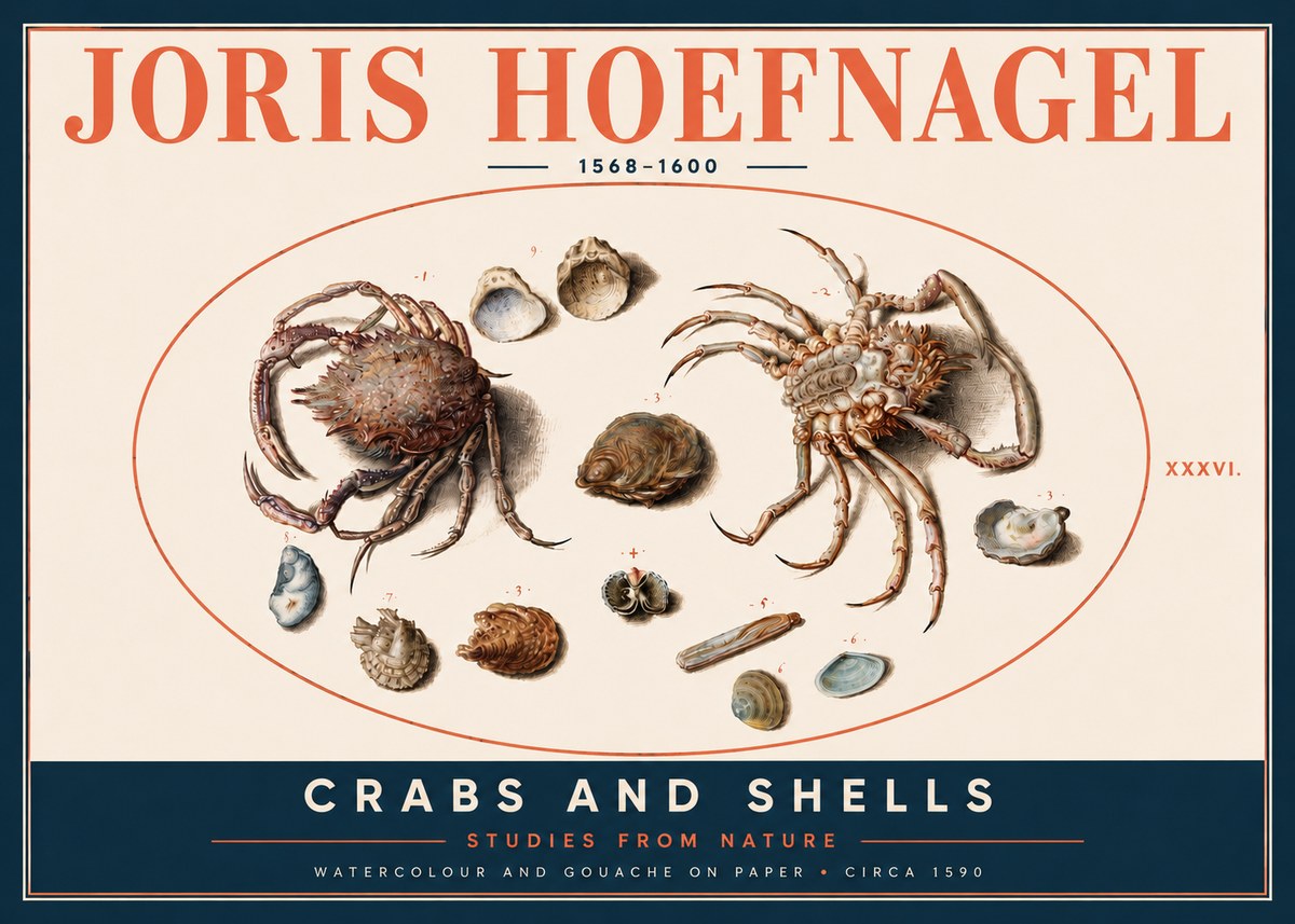 Joris Hoefnagel Crabs and Shells - Studies from Nature No4 - Plakat