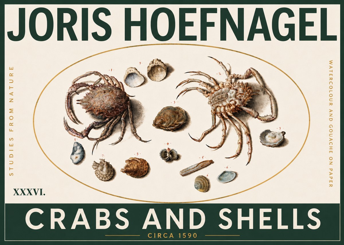 Joris Hoefnagel Crabs and Shells - Studies from Nature No5 - Plakat