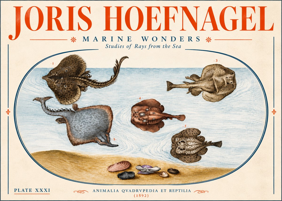 Joris Hoefnagel Studies of Rays and Shells No6 - Plakat