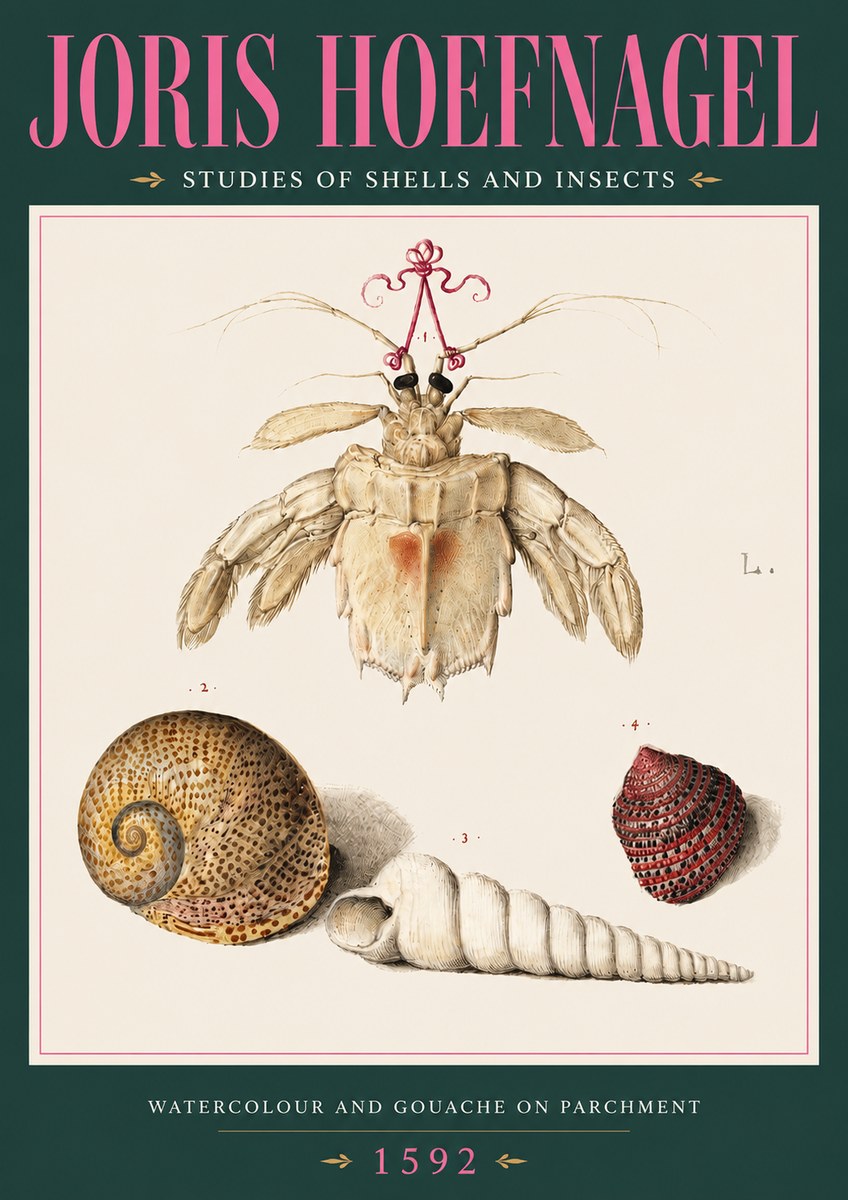 Joris Hoefnagel Studies of Shells and Insects No3 - Plakat