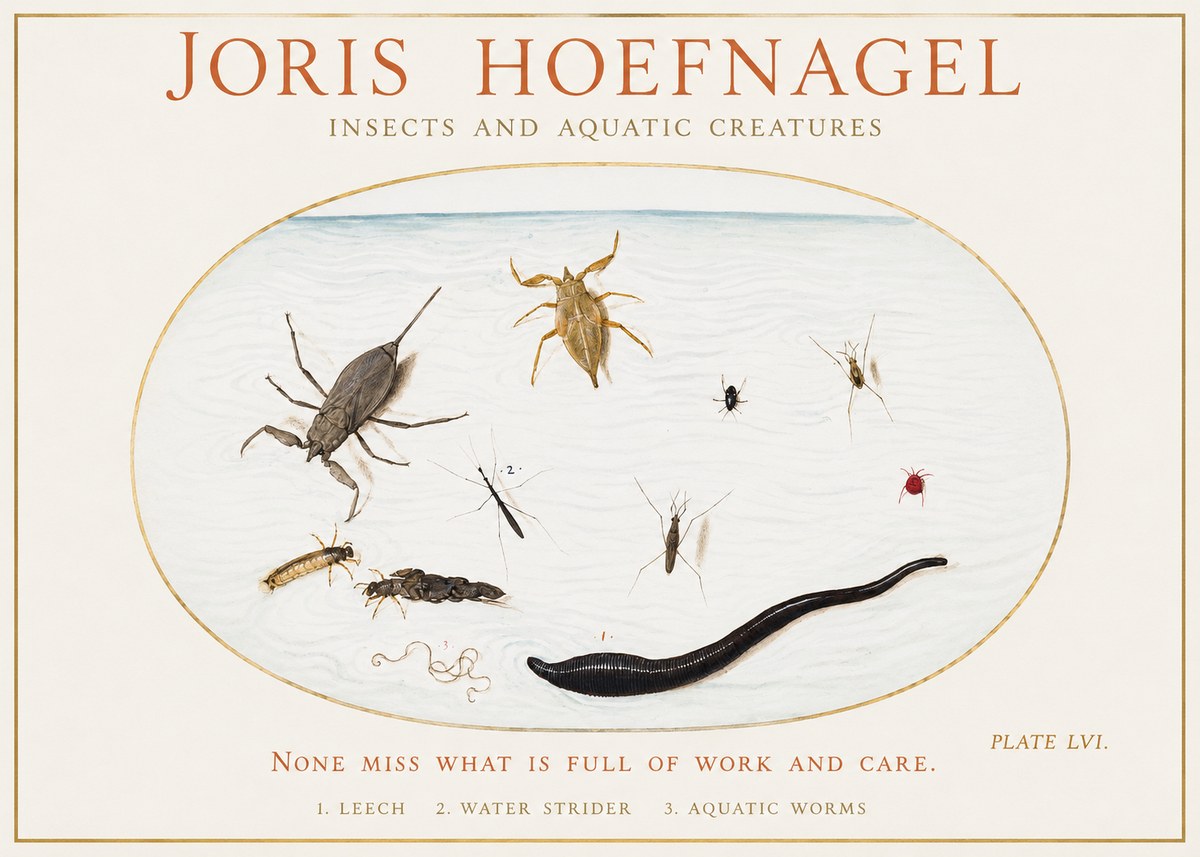 Joris Hoefnagel Insects and Aquatic Creatures No1 - Plakat