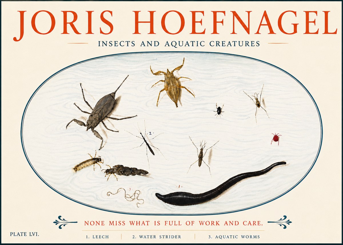 Joris Hoefnagel Insects and Aquatic Creatures No5 - Plakat