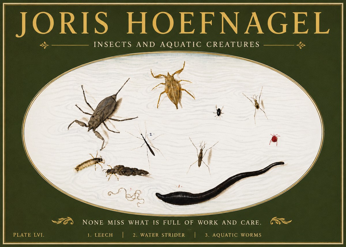 Joris Hoefnagel Insects and Aquatic Creatures No6 - Plakat