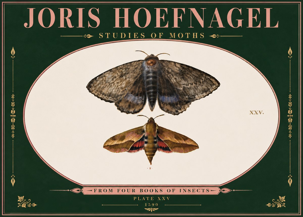 Joris Hoefnagel Studies of Moths I No6 - Plakat
