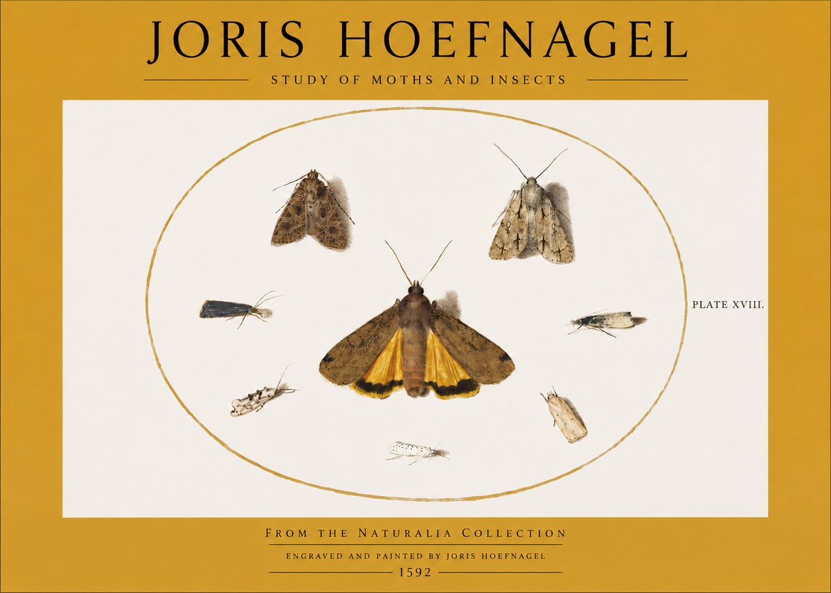 Joris Hoefnagel Study of Moths and Insects No2 - Plakat