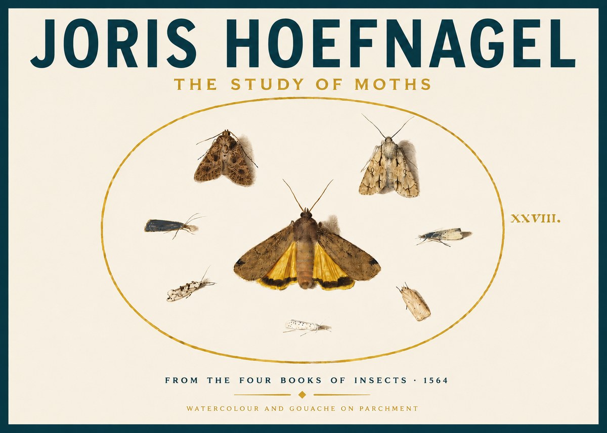 Joris Hoefnagel Study of Moths and Insects No6 - Plakat