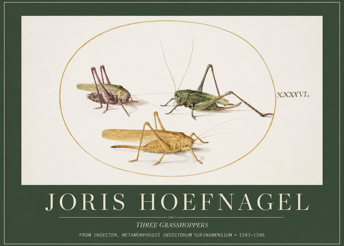 Joris Hoefnagel Grasshoppers Study No5 - Plakat