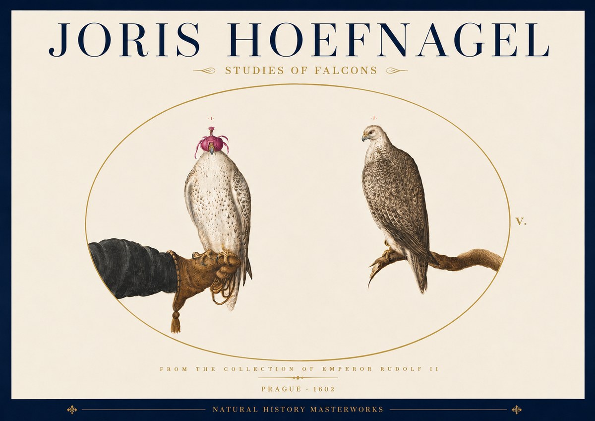 Joris Hoefnagel Studies of Falcons No5 - Plakat