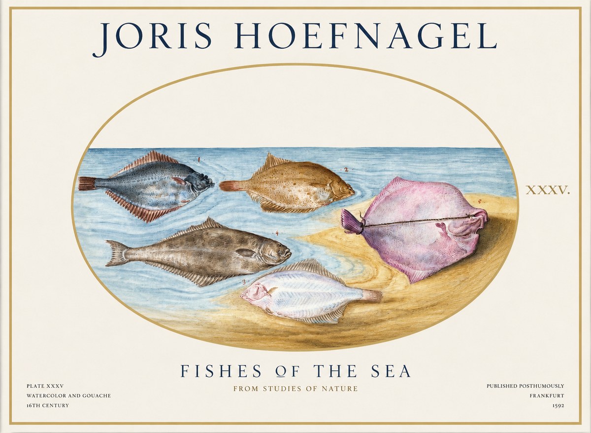 Joris Hoefnagel Fishes of the Sea II No1 - Plakat