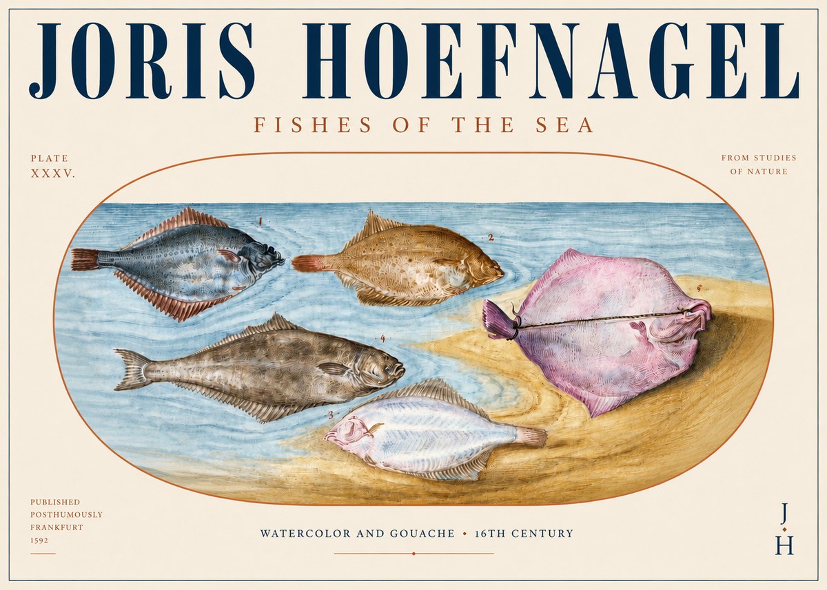Joris Hoefnagel Fishes of the Sea II No3 - Plakat