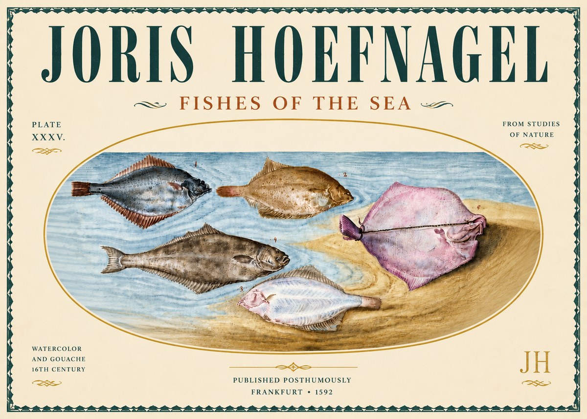 Joris Hoefnagel Fishes of the Sea II No5 - Plakat