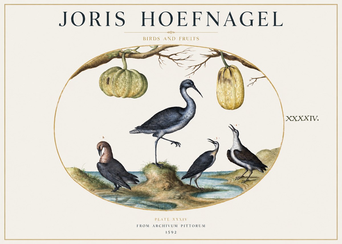 Joris Hoefnagel Birds and Fruits No1 - Plakat