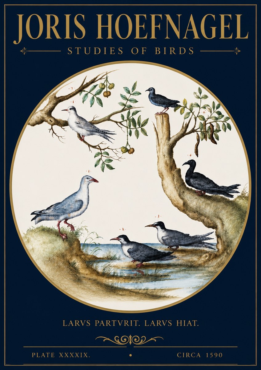 Joris Hoefnagel Studies of Birds II No4 - Plakat