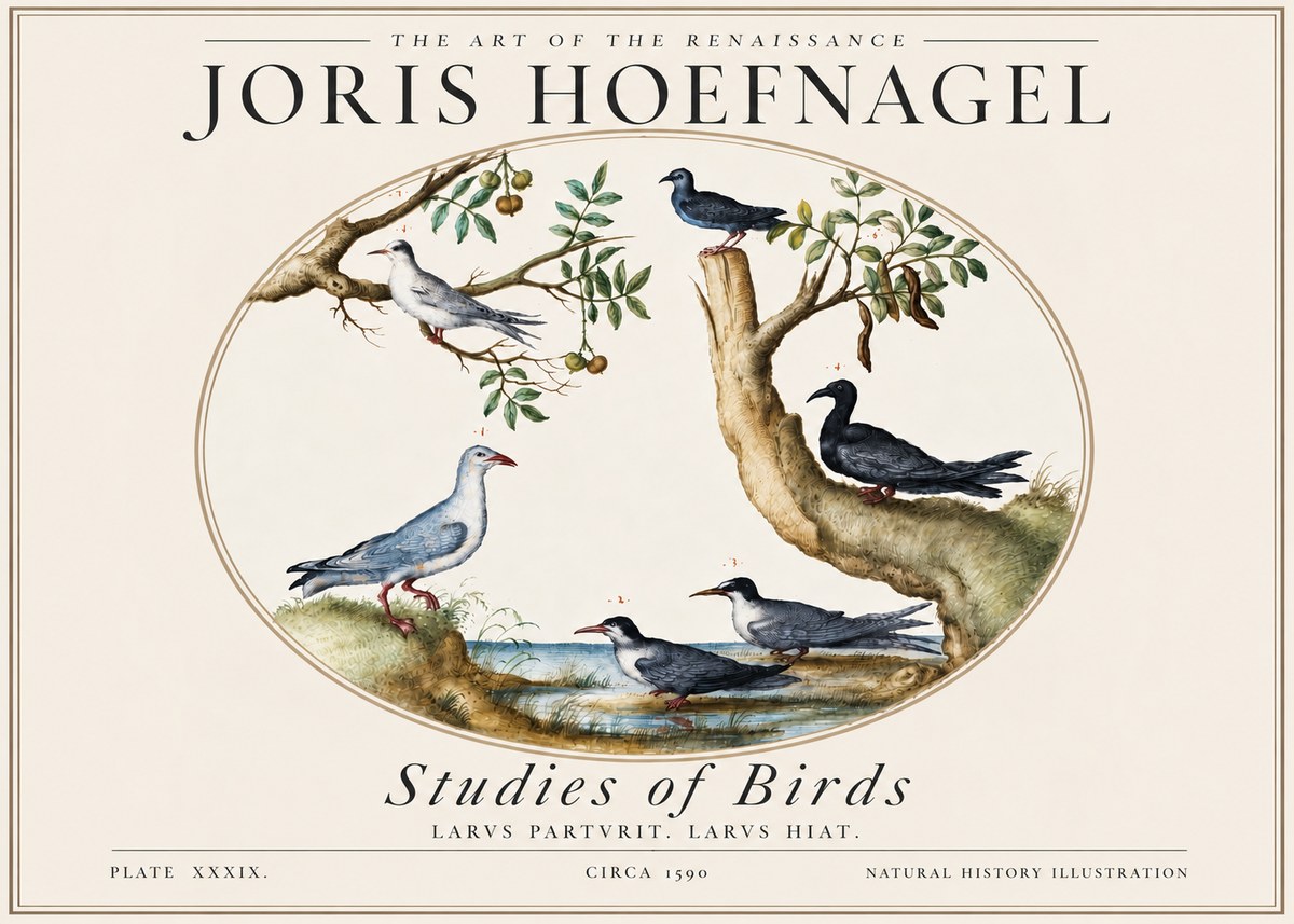 Joris Hoefnagel Studies of Birds II No5 - Plakat