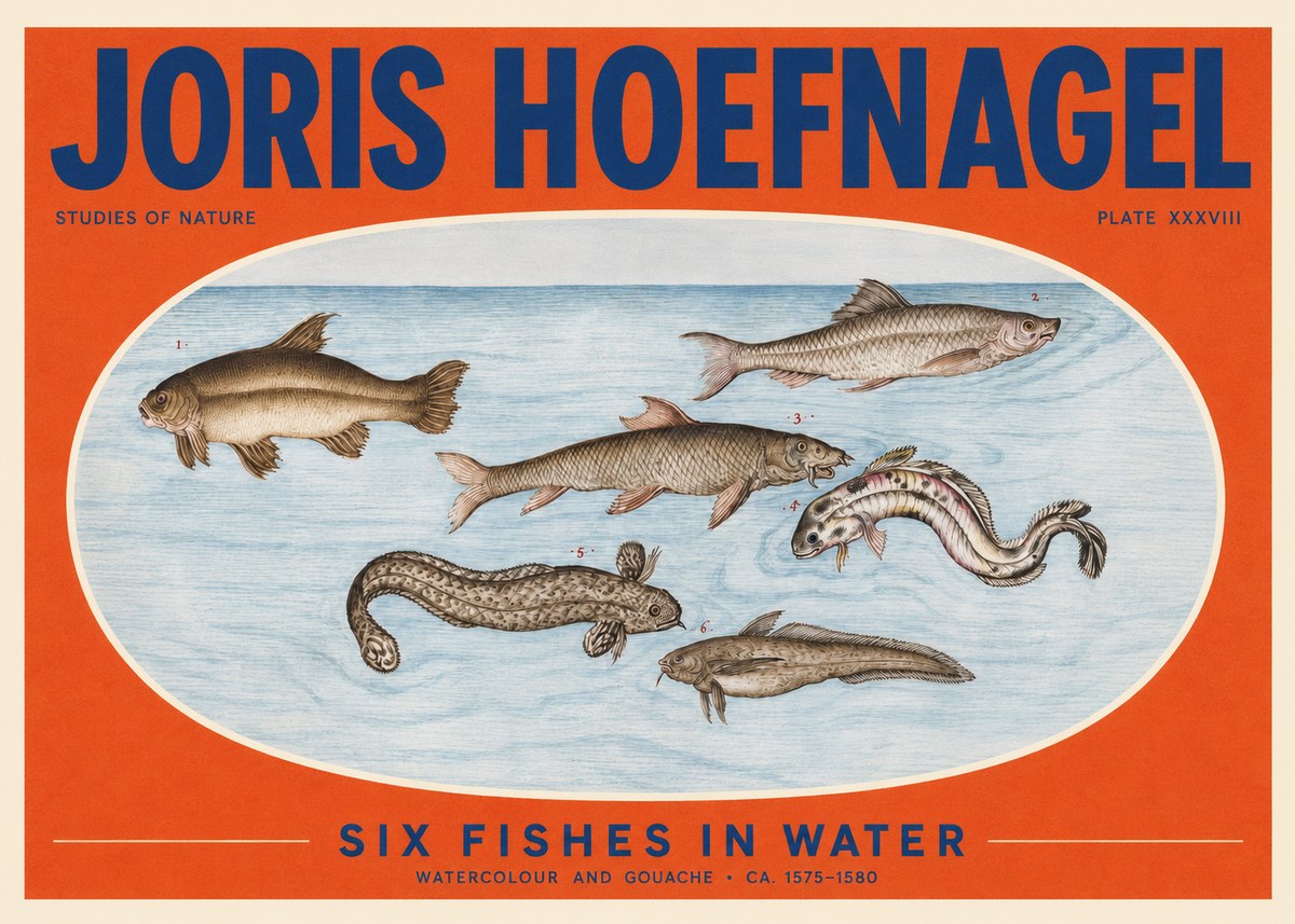 Joris Hoefnagel Six Fishes in Water II No2 - Plakat