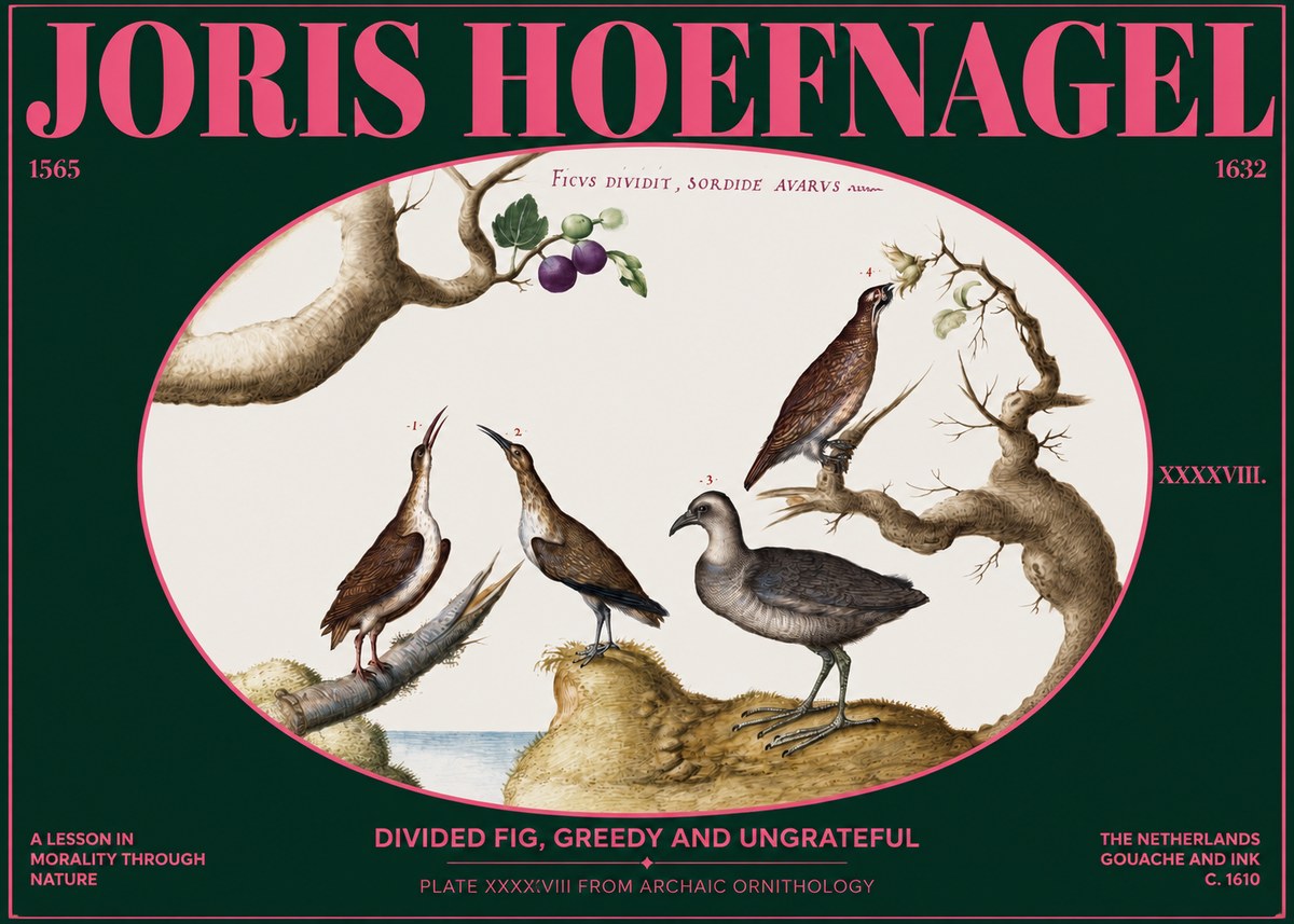 Joris Hoefnagel Birds from the Four Parts of the World No3 - Plakat