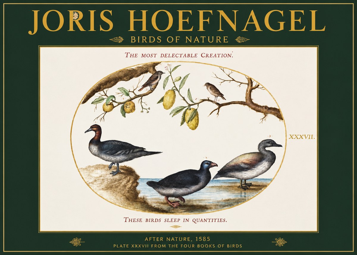 Joris Hoefnagel Plate Xxxvii from the Four Books of Birds No2 - Plakat